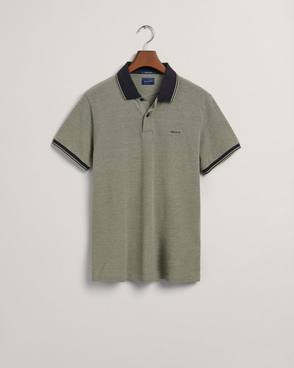 Gant - Green 4-Color Oxford Pique Polo Shirt