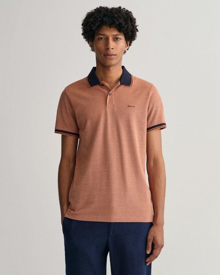 Gant - Orange 4-Color Oxford Pique Polo Shirt
