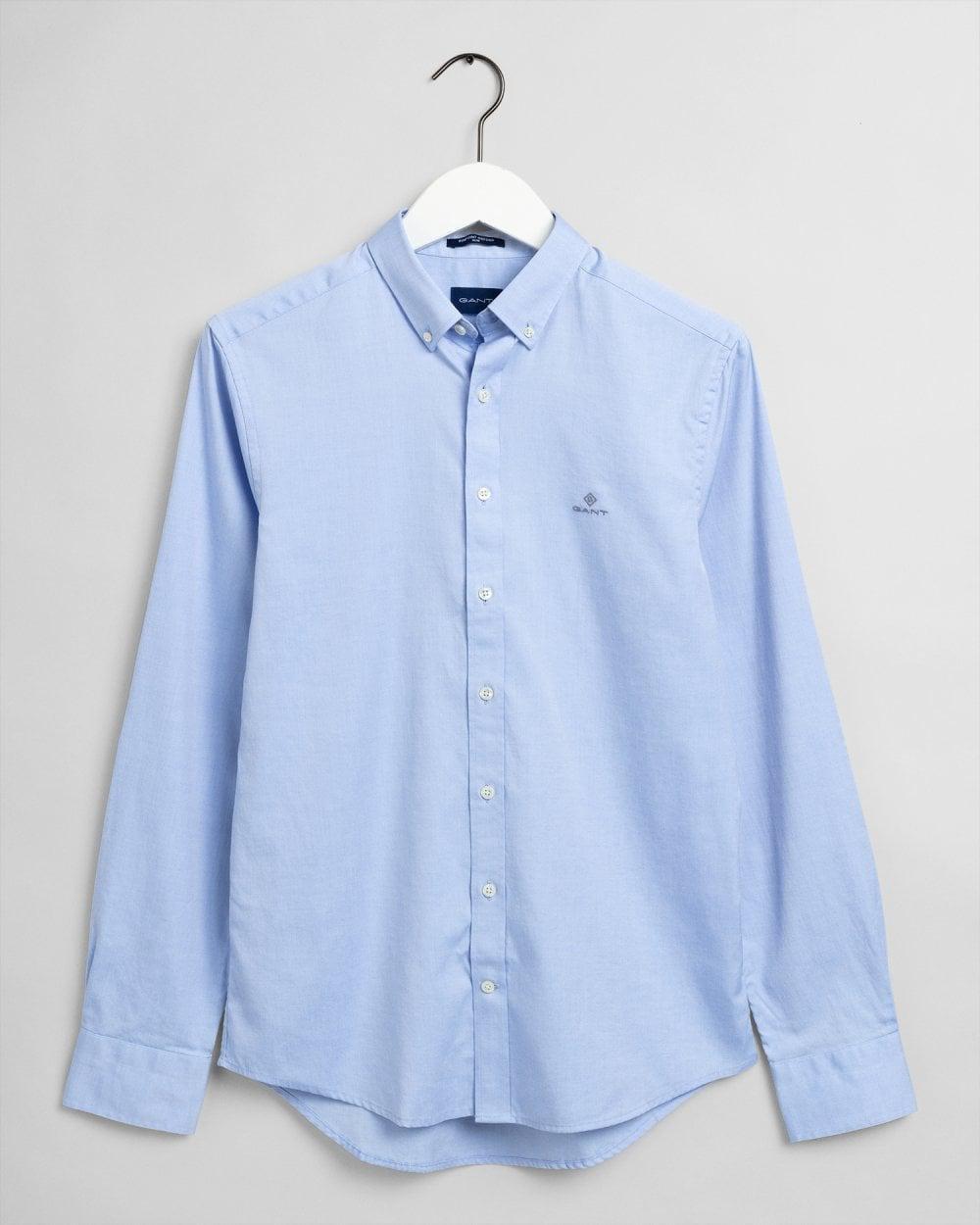 Blue Slim Fit Pinpoint Oxford Shirt, , large image number 0