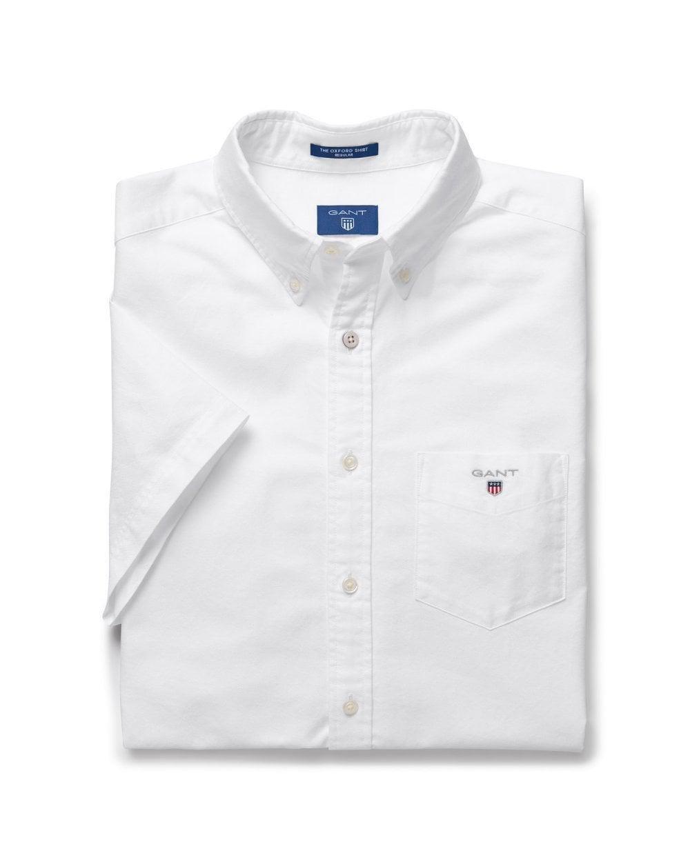 Gant - White Regular Fit Short Sleeve Oxford Shirt