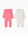 Zippy - Zippy 2 Sleepsuits For Baby Girls 'Bunnies', White/Pink