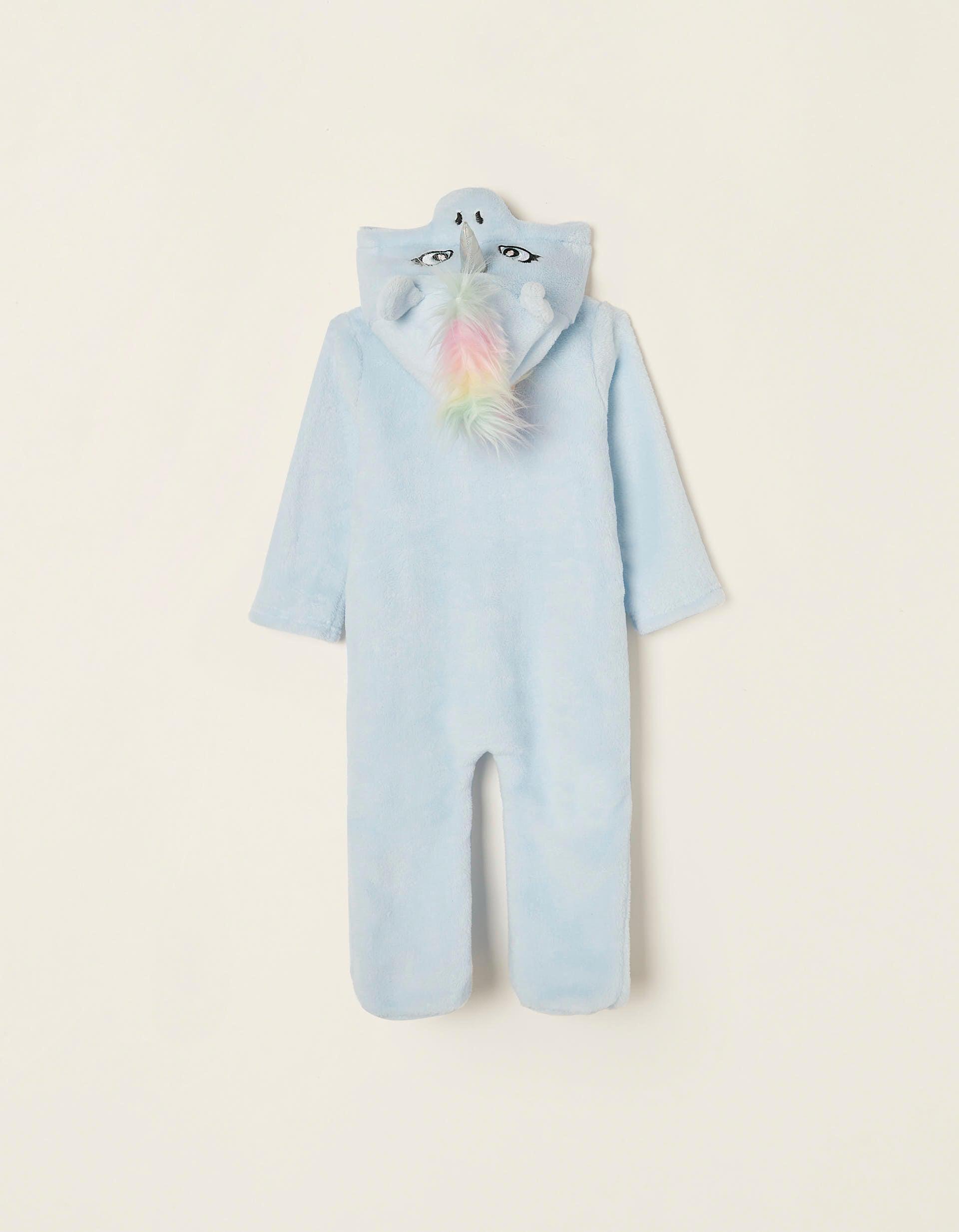 Zippy - Blue Unicorn Fleece Onesie , Baby Girls