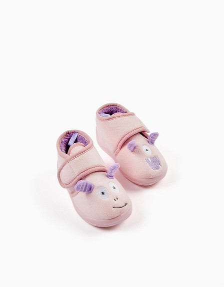 Zippy - Pink Monster Slippers, Baby Girls