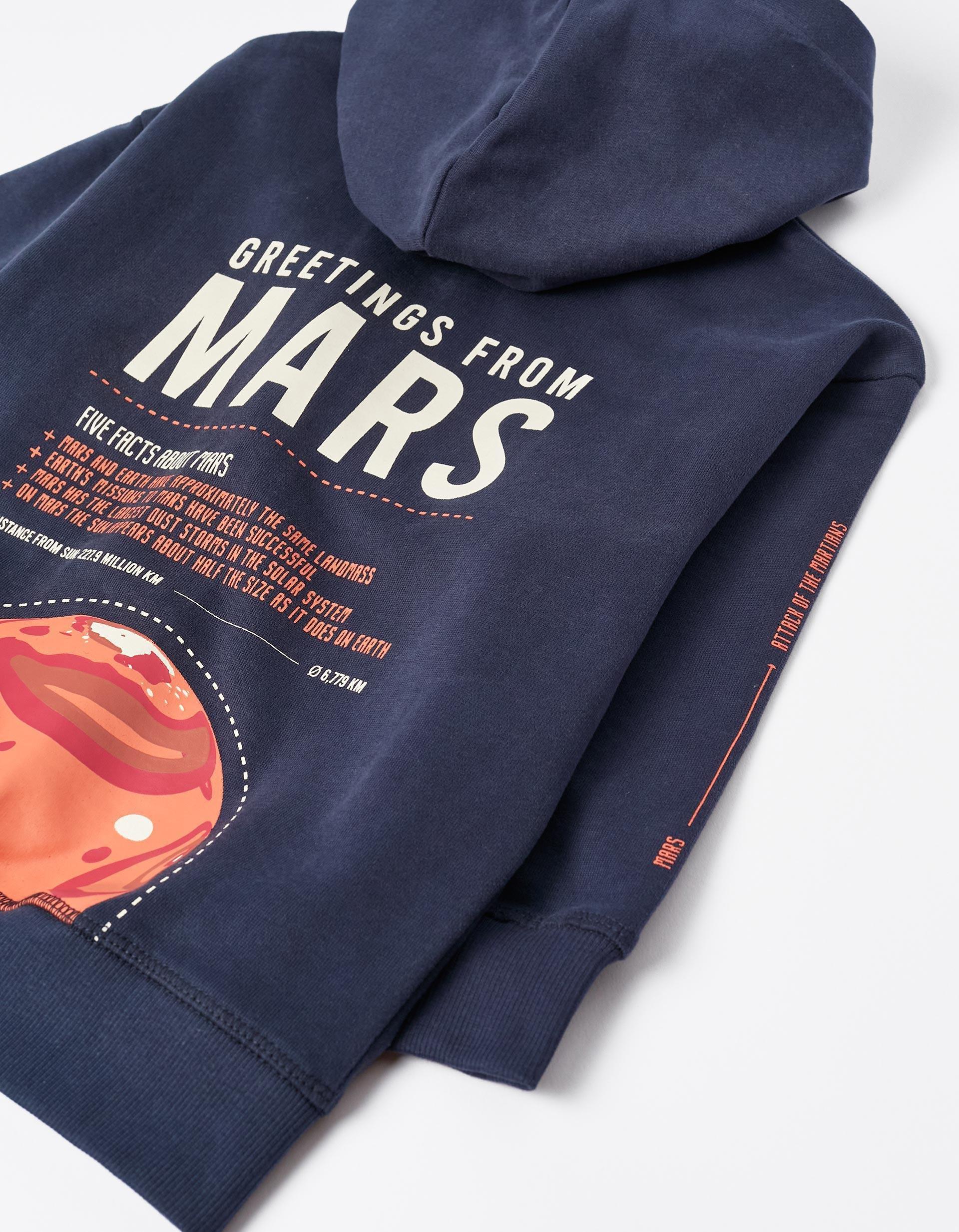 Gant - Navy Mars Cotton Hooded Jacket, Kids Boys