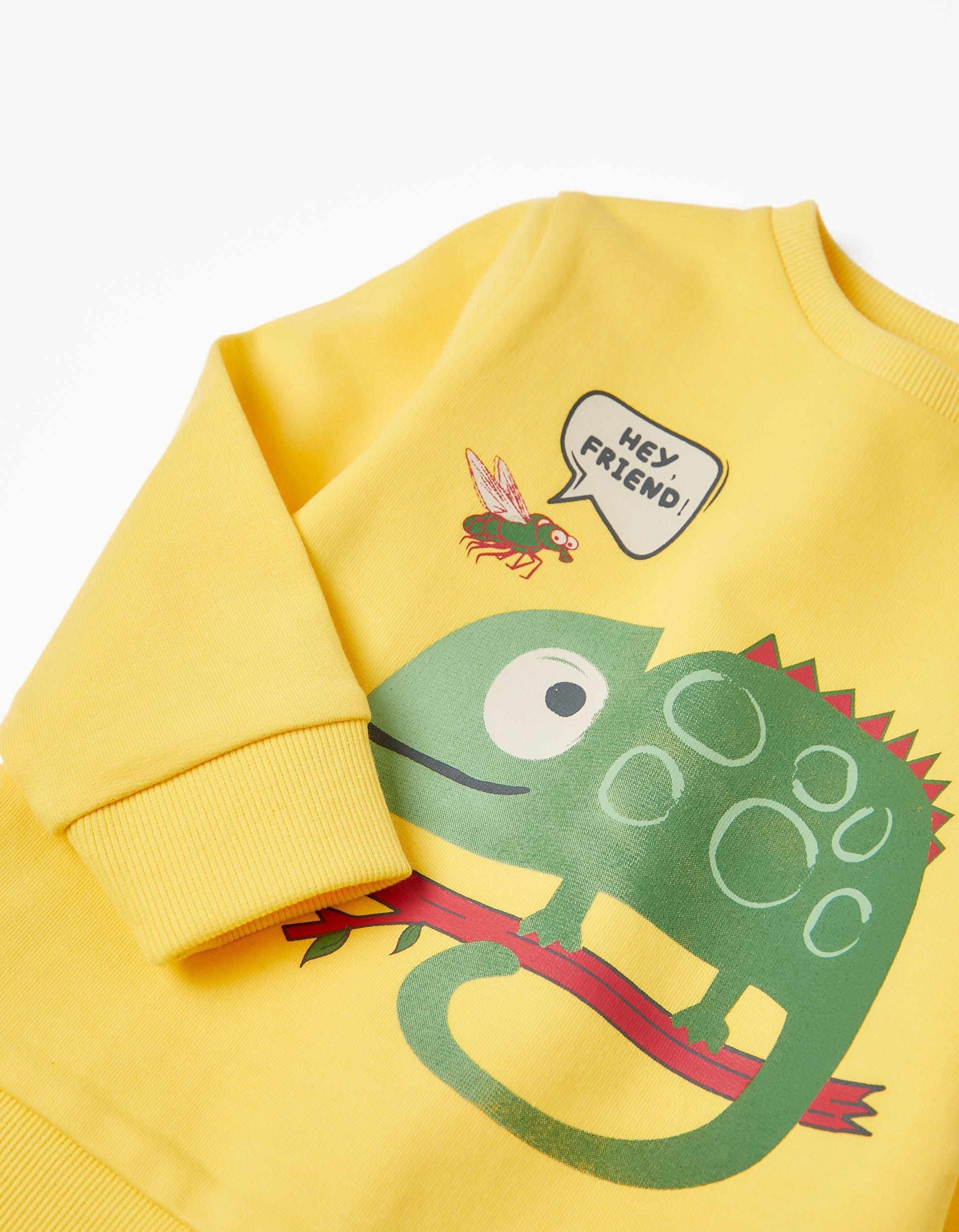 Zippy - Yellow Chameleon Cotton Sweatshirt, Baby Boys