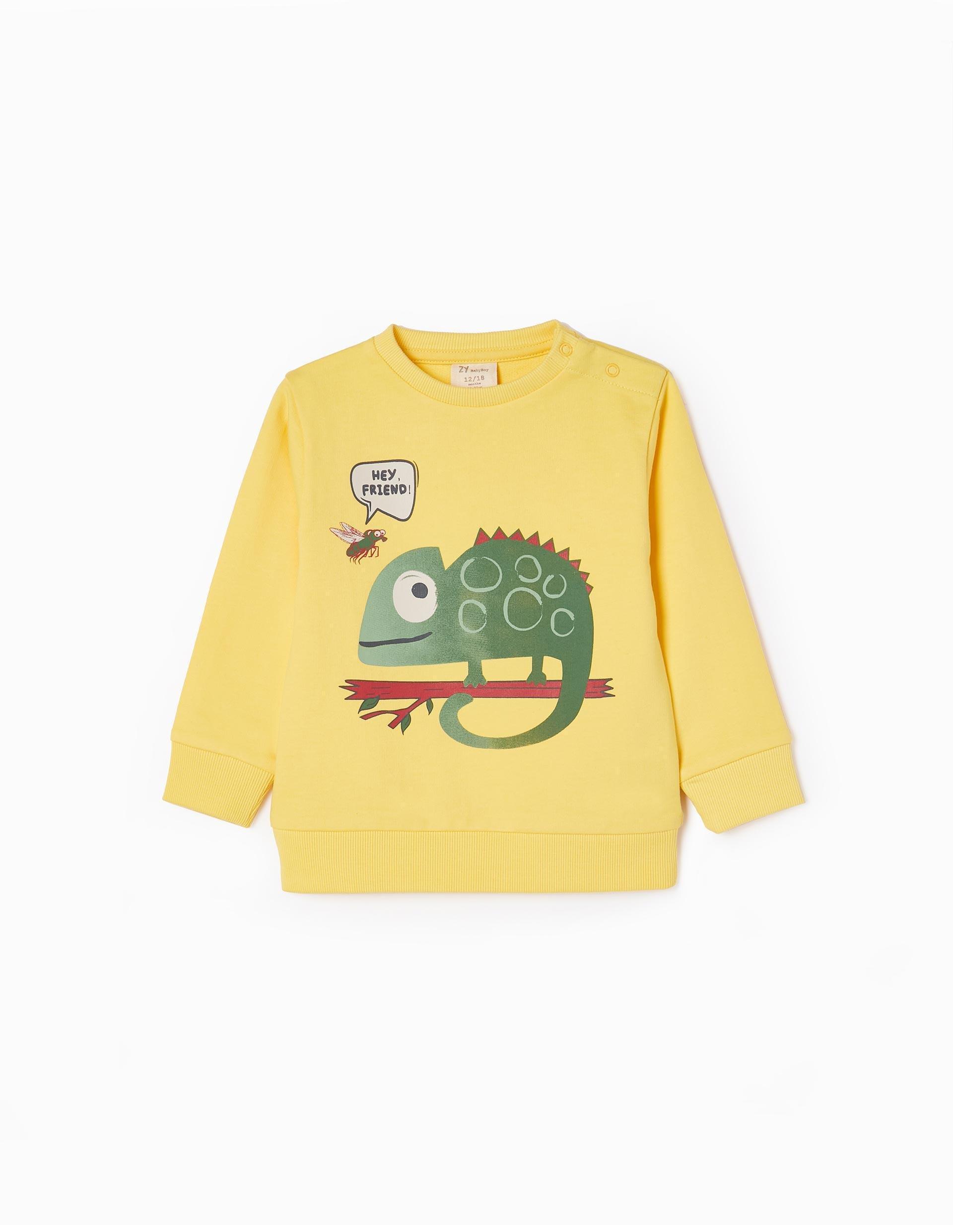 Zippy - Yellow Chameleon Cotton Sweatshirt, Baby Boys