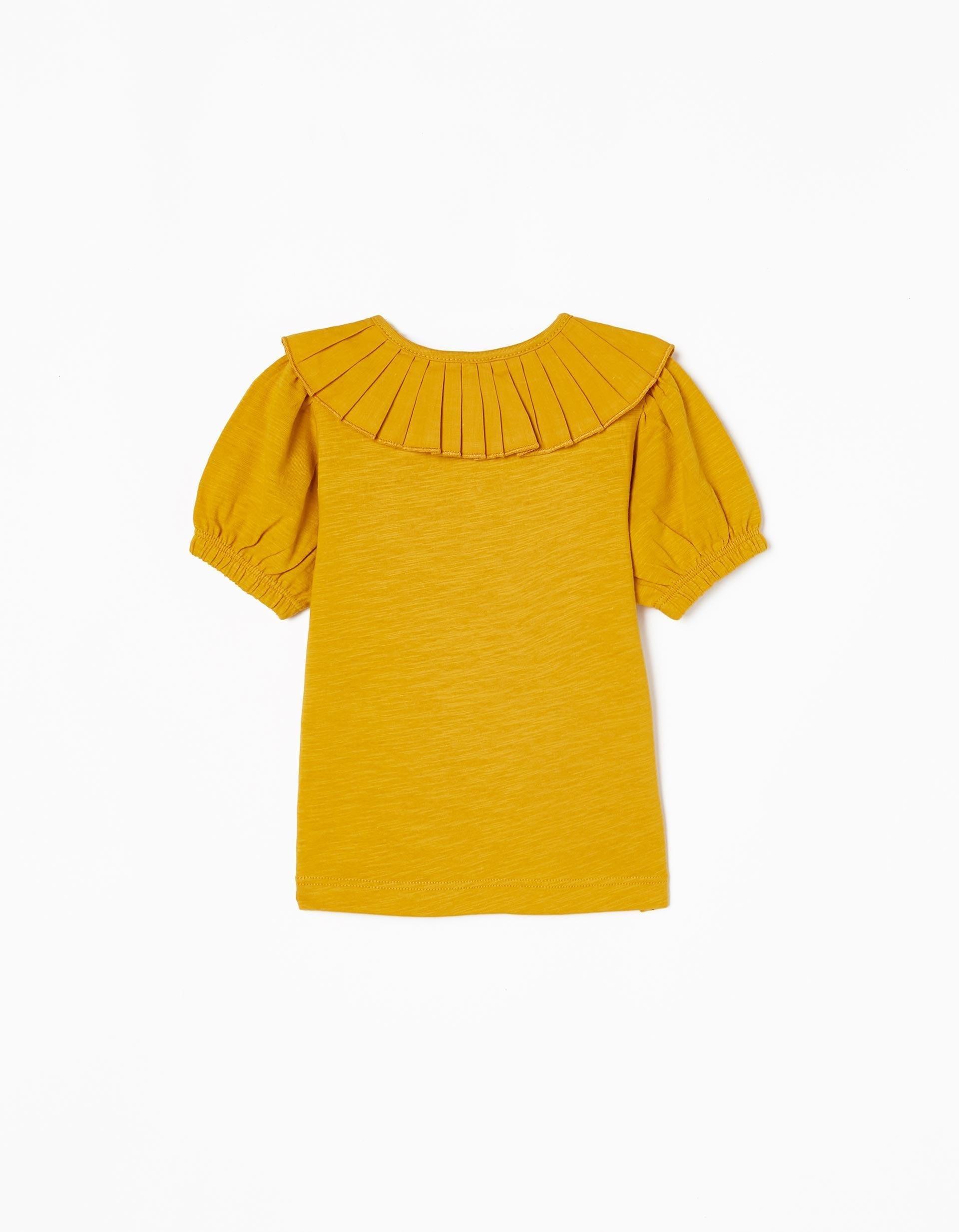 Gant - Yellow Pleated Collared T-Shirt, Baby Girls
