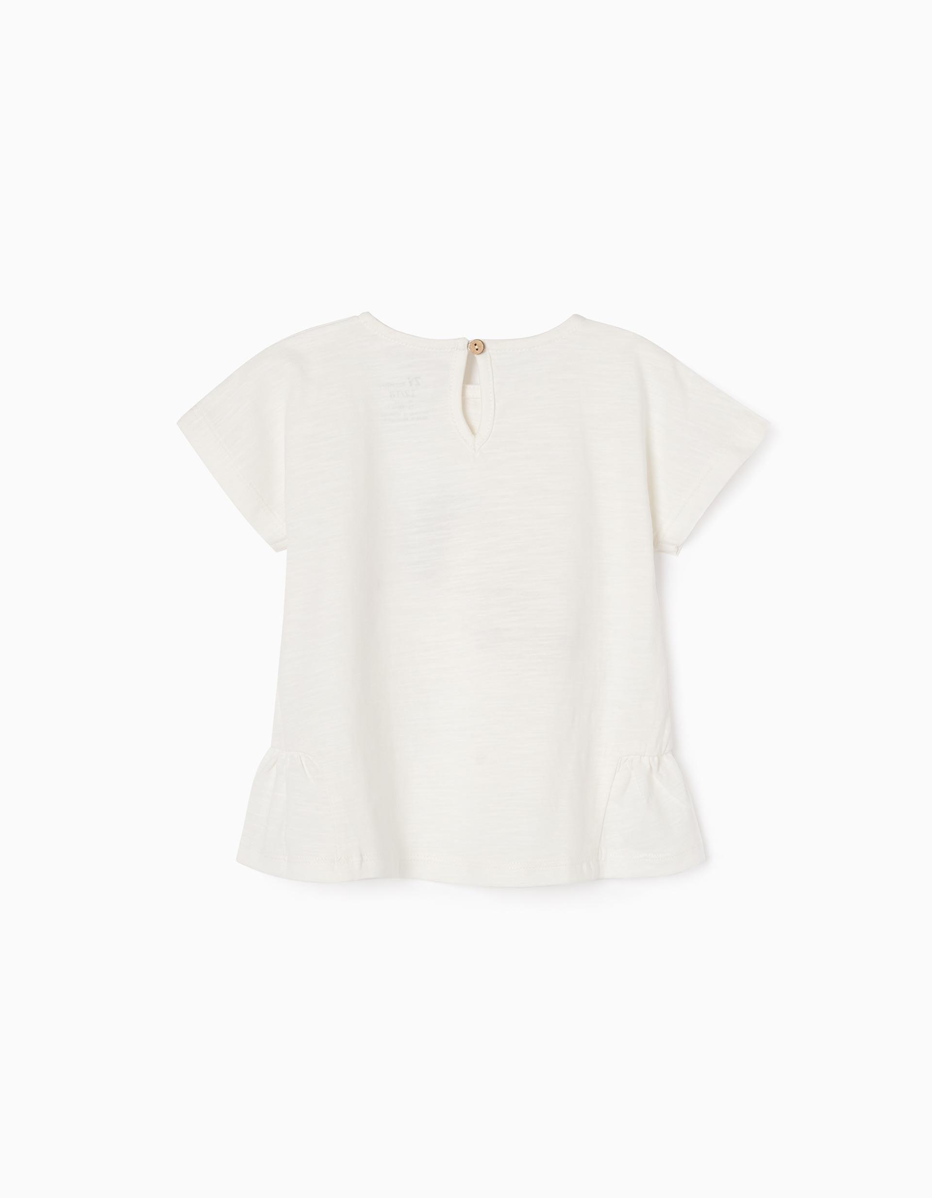 Zippy - White Ruffled Sleeve T-Shirt, Baby Girls