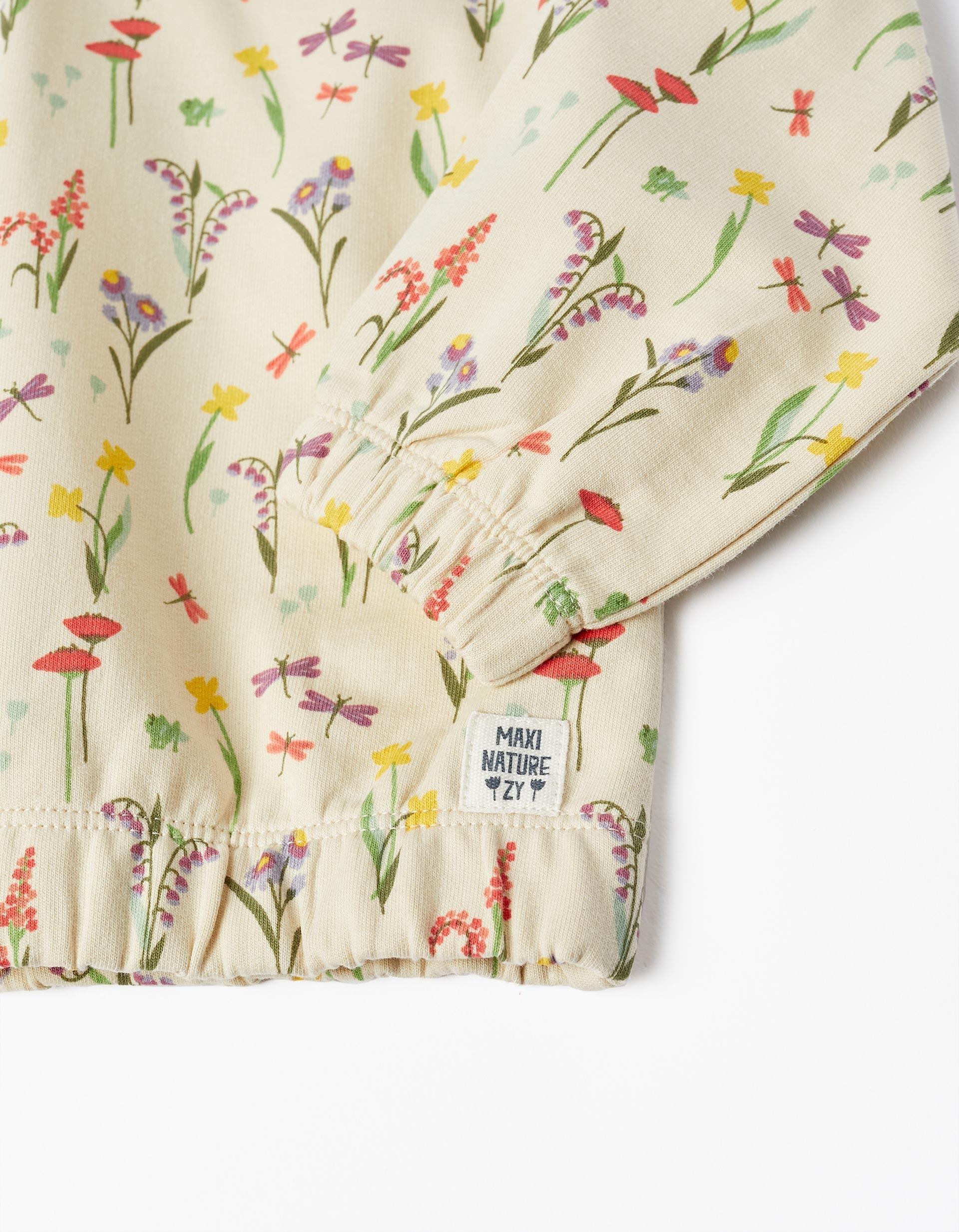 Gant - Beige Floral Hooded Sweatshirt, Baby Girls