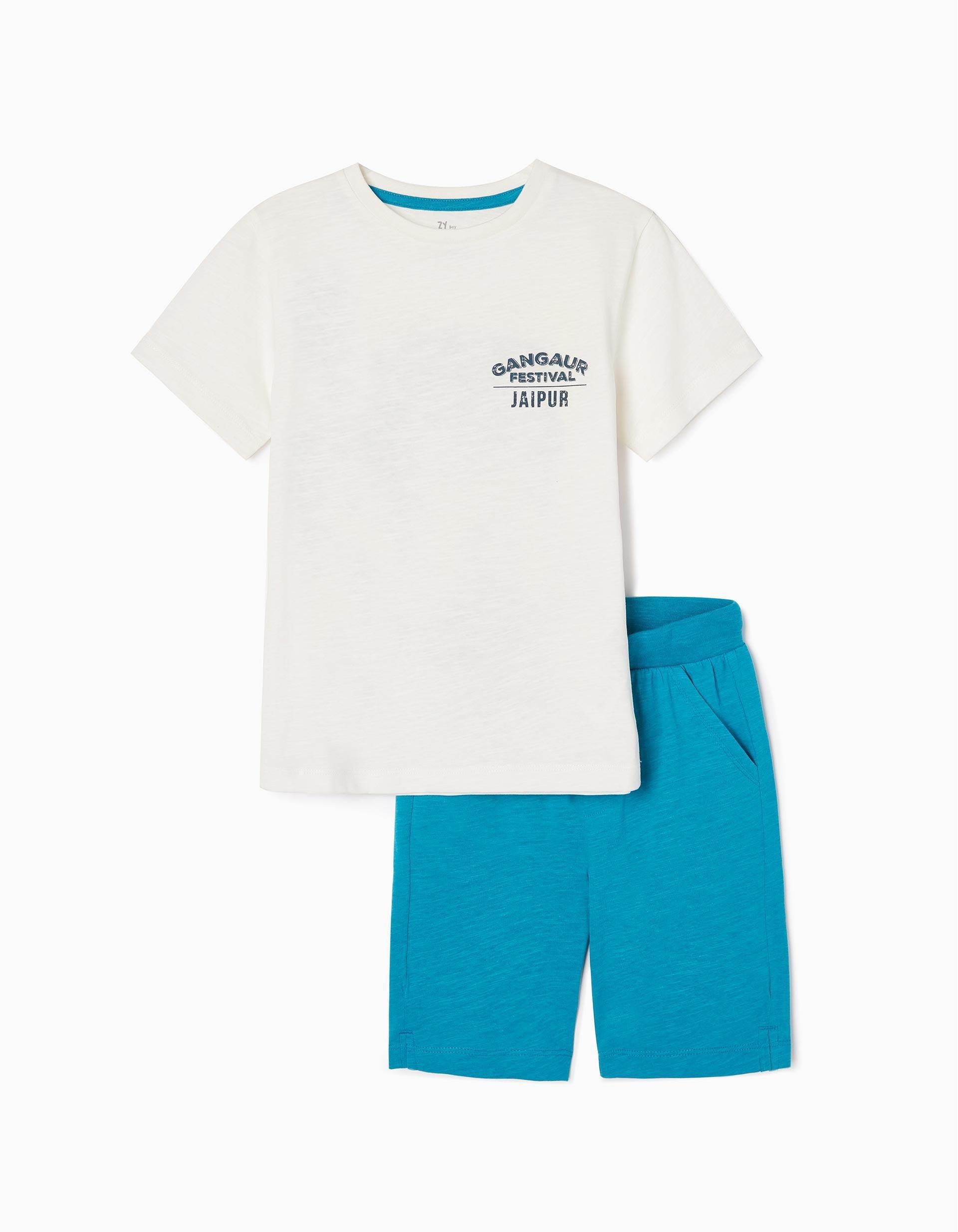 Zippy - Blue Printed Cotton Co-Ord Set, Kids Boys