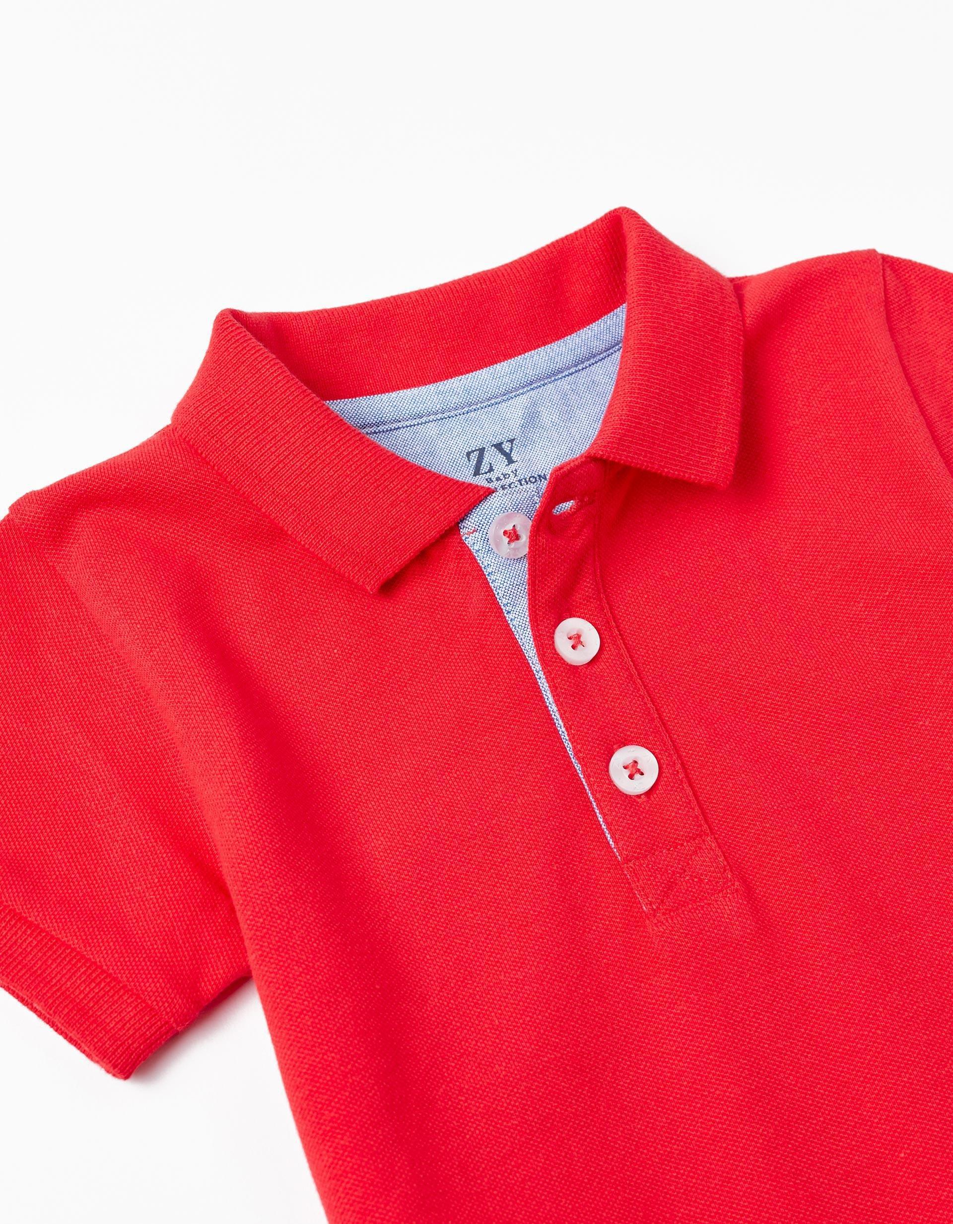 Gant - Red Polo Neck Detailed T-Shirt, Baby Boys