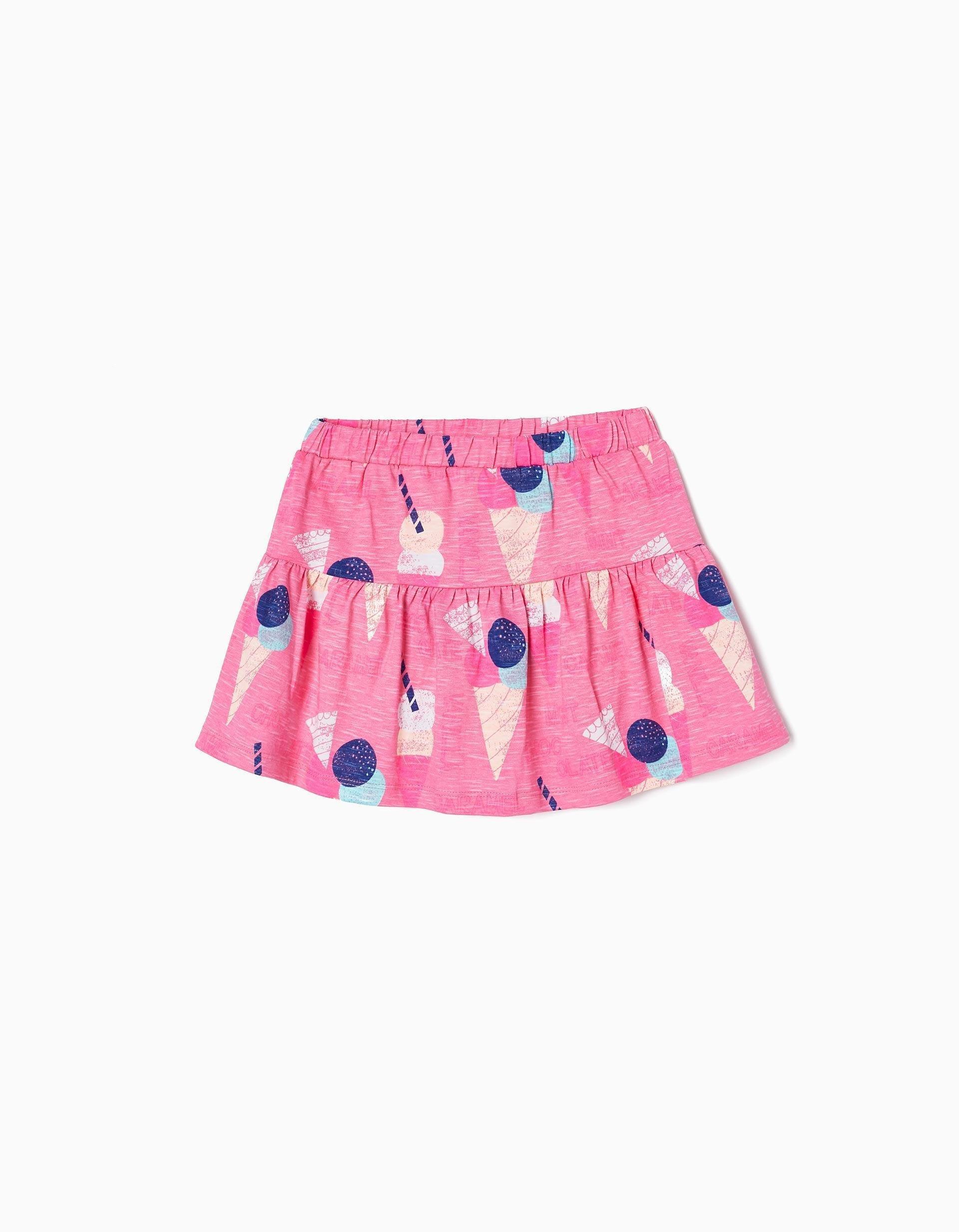 Zippy - Pink Patterned Mini Skirt, Kids Girls