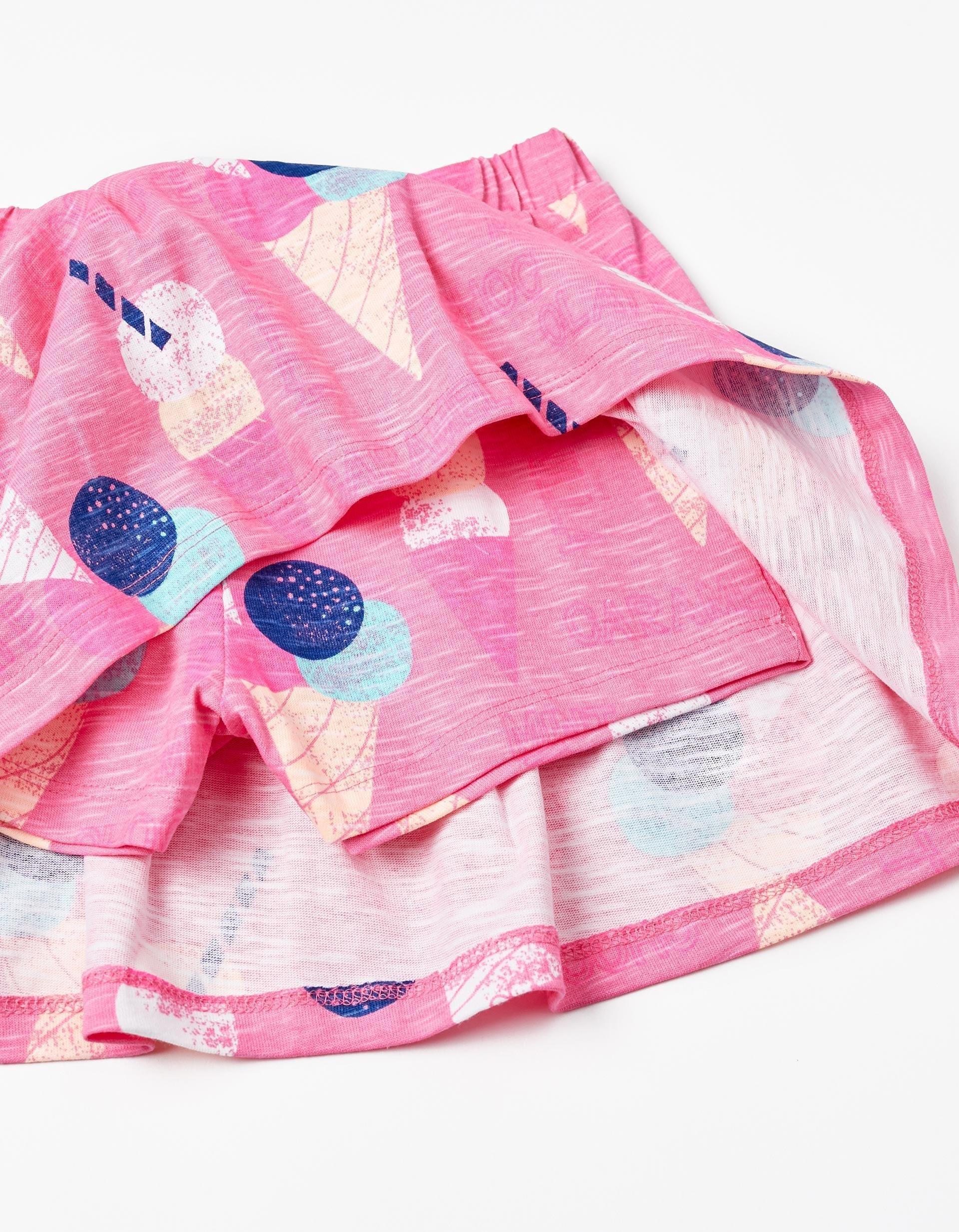Zippy - Pink Patterned Mini Skirt, Kids Girls