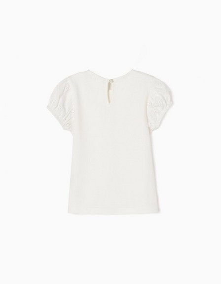 Zippy - White Frilly Cotton T-Shirt, Baby Girls