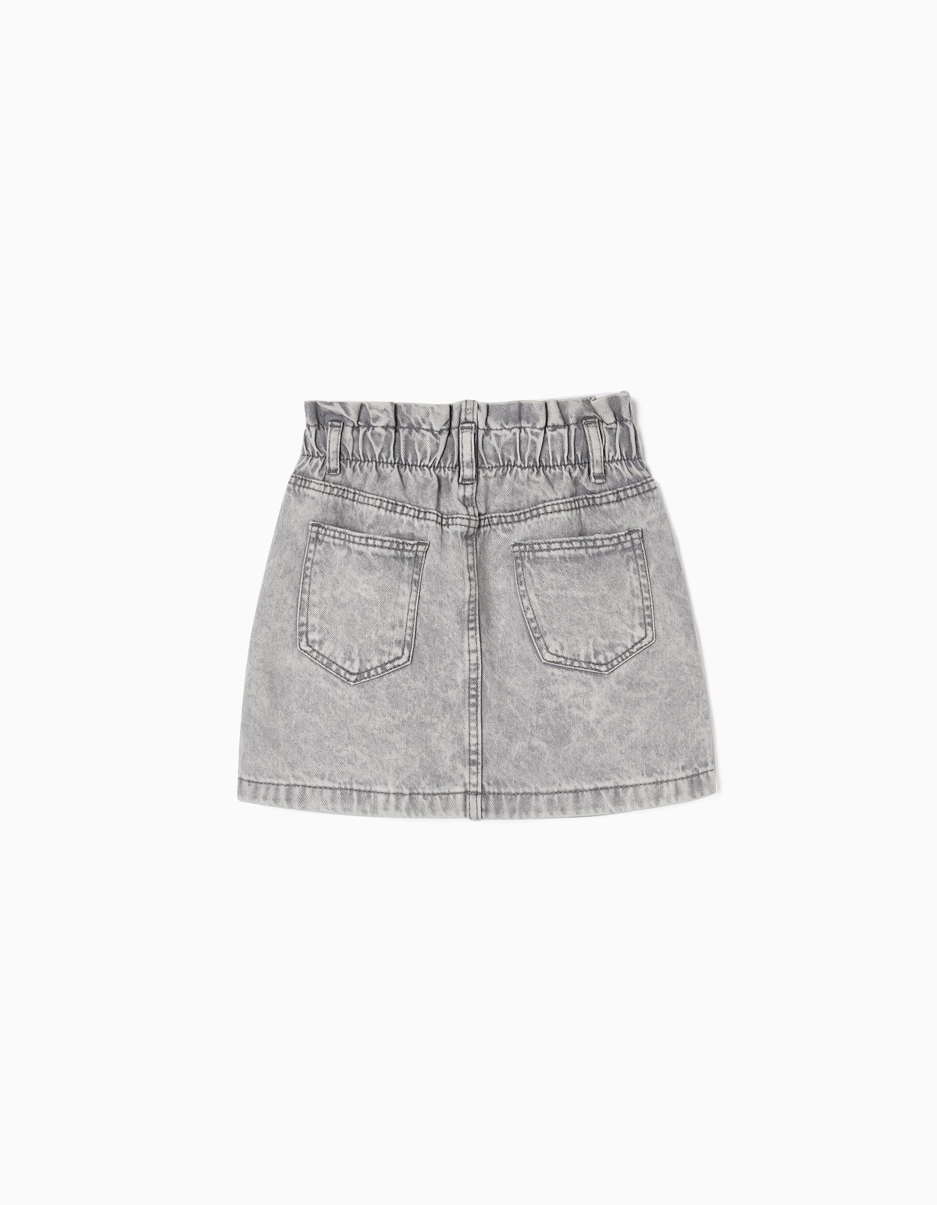 Zippy - Grey Paperbag Denim Skirt, Kids Girls