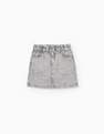 Zippy - Grey Detailed Denim Midi Skirt, Kids Girls