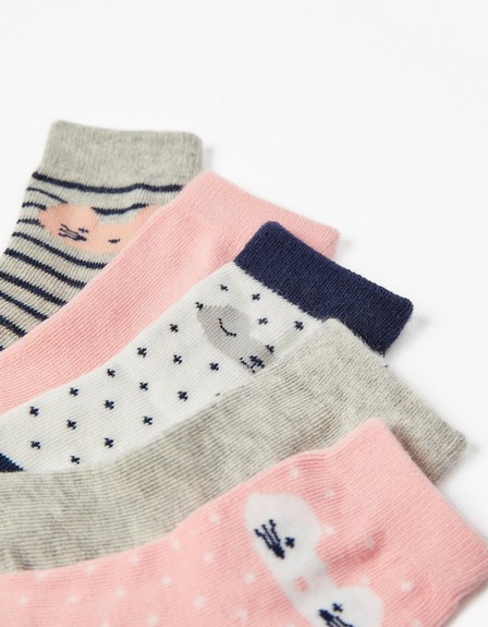 Zippy - Zippy Baby Girls 'Kitty' 5-Pack Cotton Socks