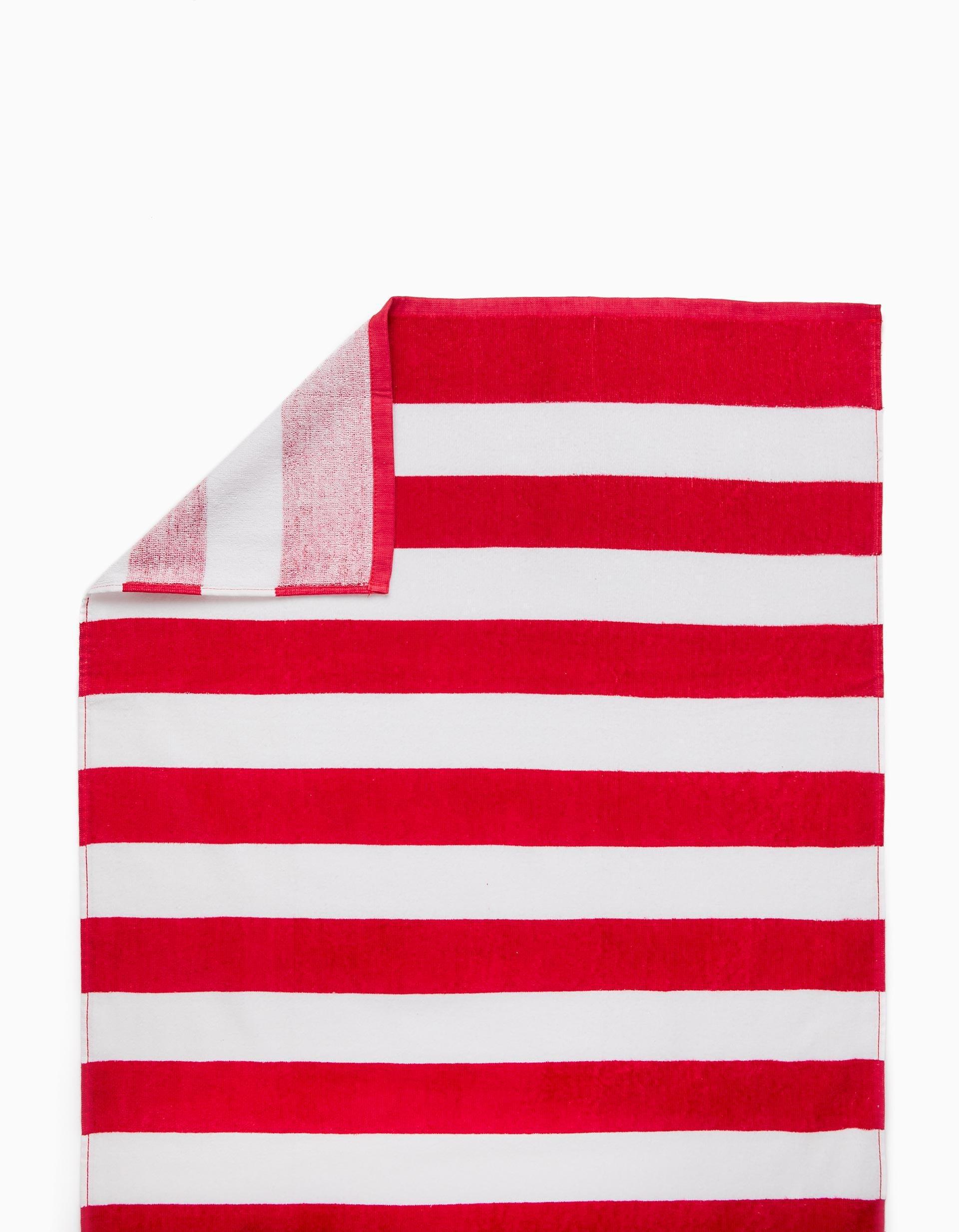 Red Striped Beach Towel, Kids Girls, , large image number 0
