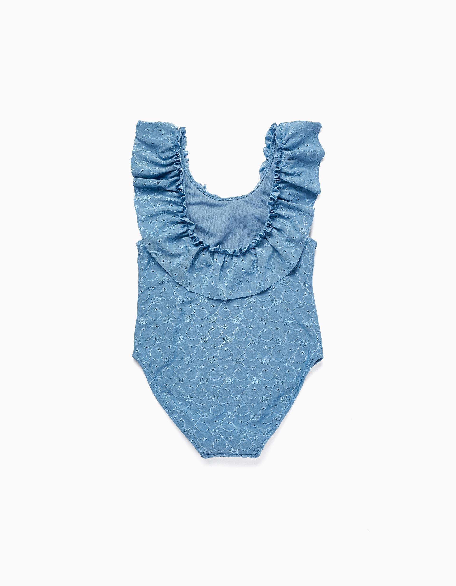 Gant - Blue Ruffled Swimsuit, Kids Girls