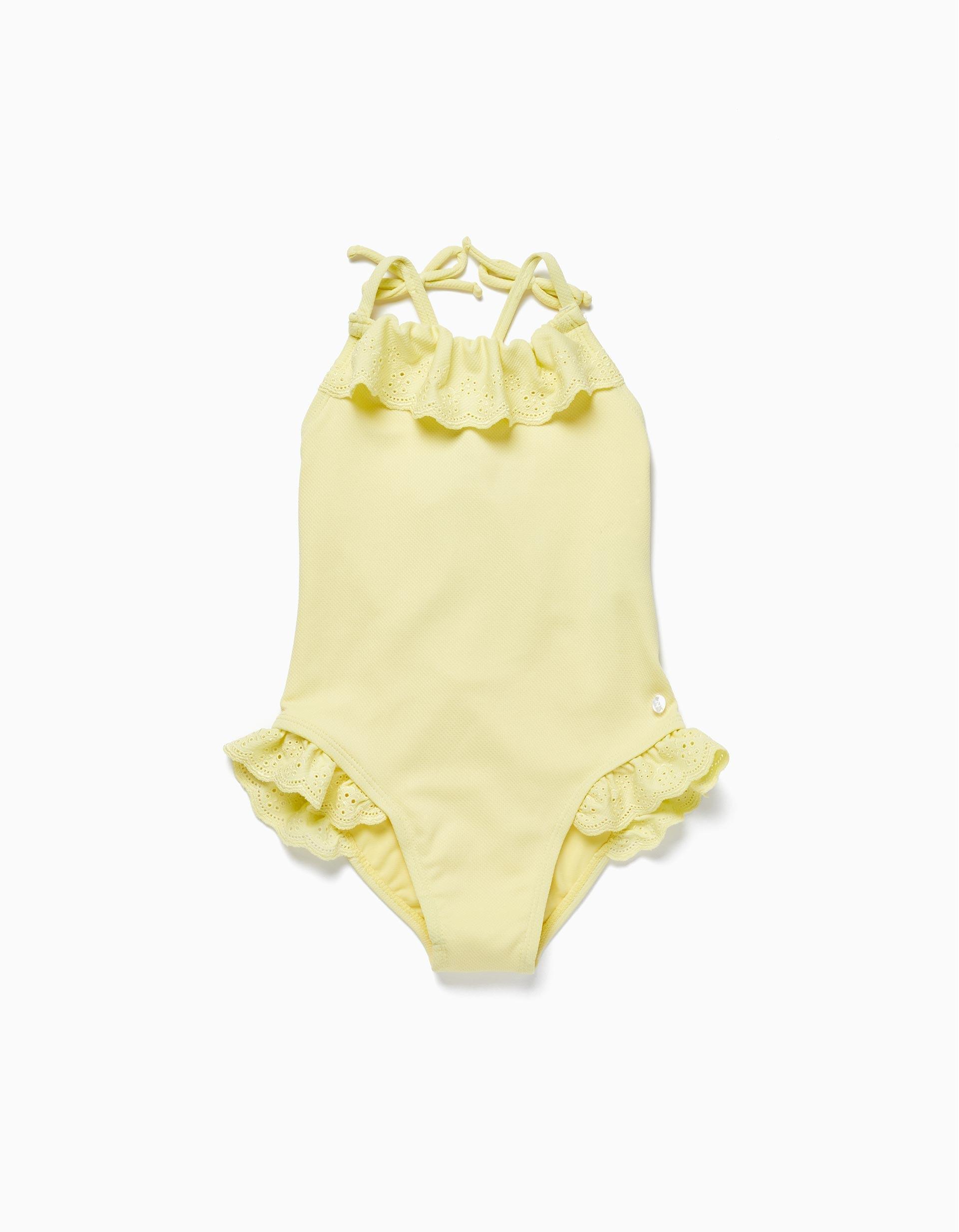 Zippy - Yellow Embroidered Swimsuit, Kids Girls