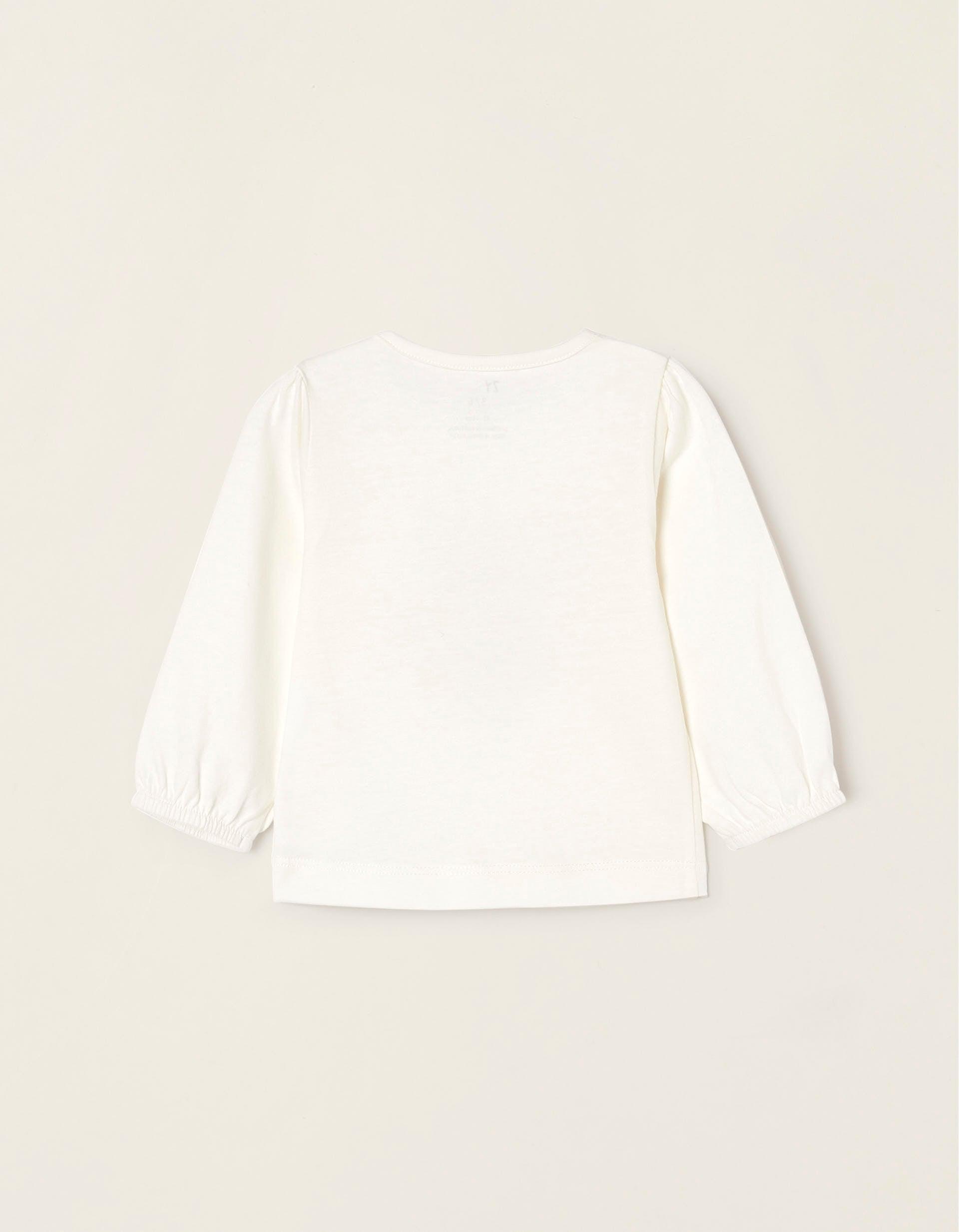 Zippy - White Long-Sleeve Cotton T-Shirt, Baby Girls