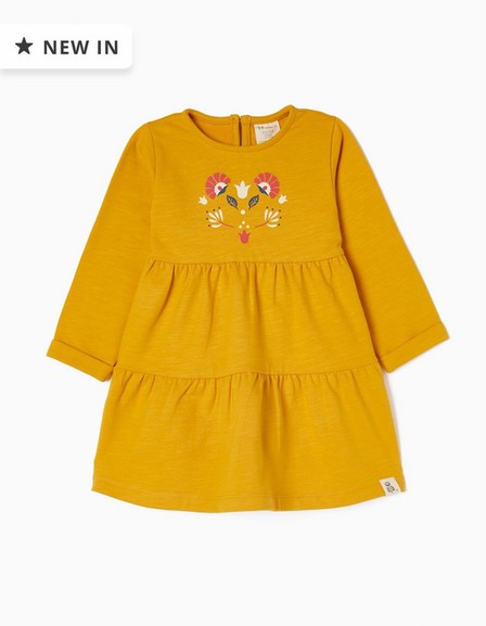 Zippy - Orange Long-Sleeve Cotton Dress, Baby Girls
