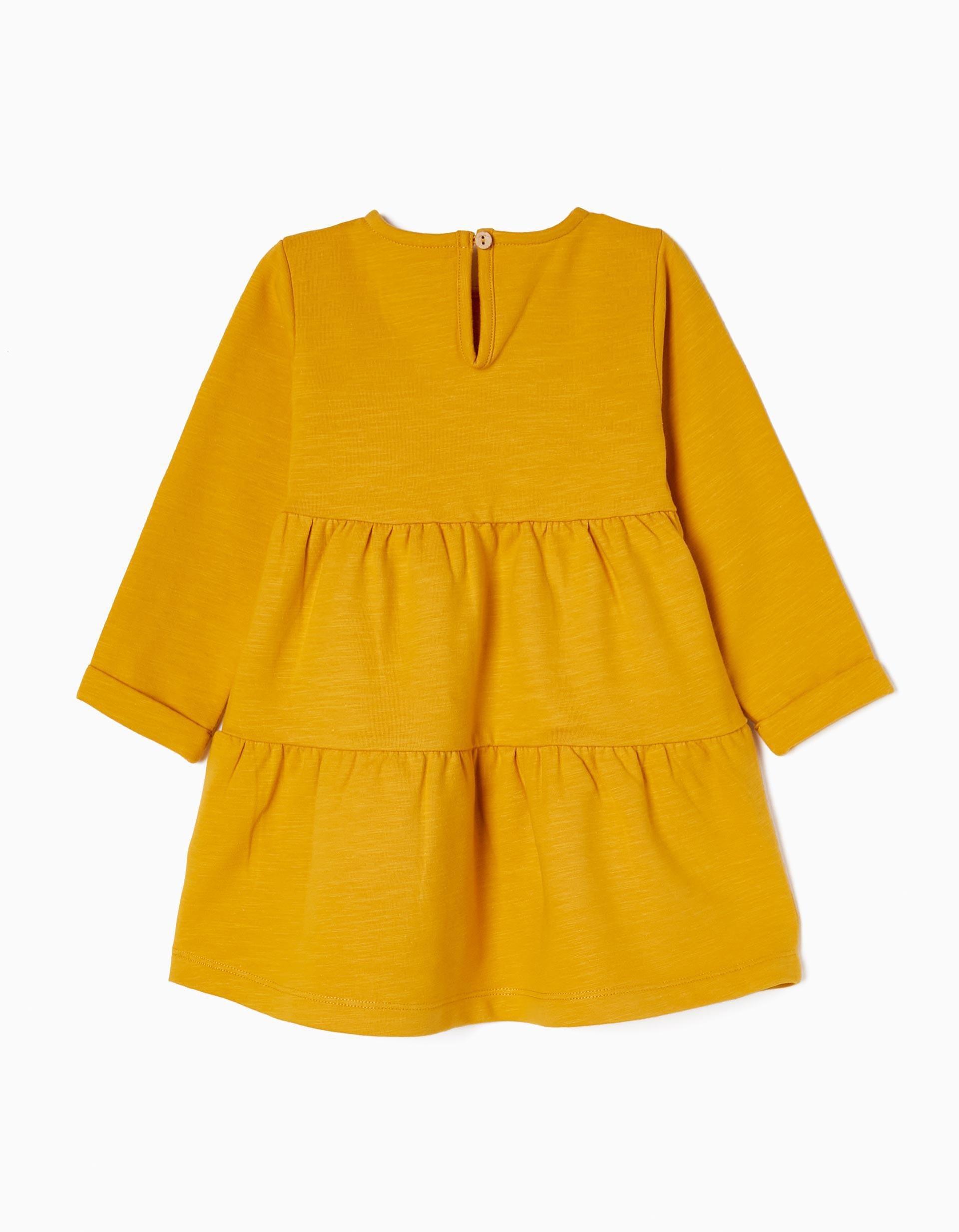 Zippy - Orange Long-Sleeve Cotton Dress, Baby Girls