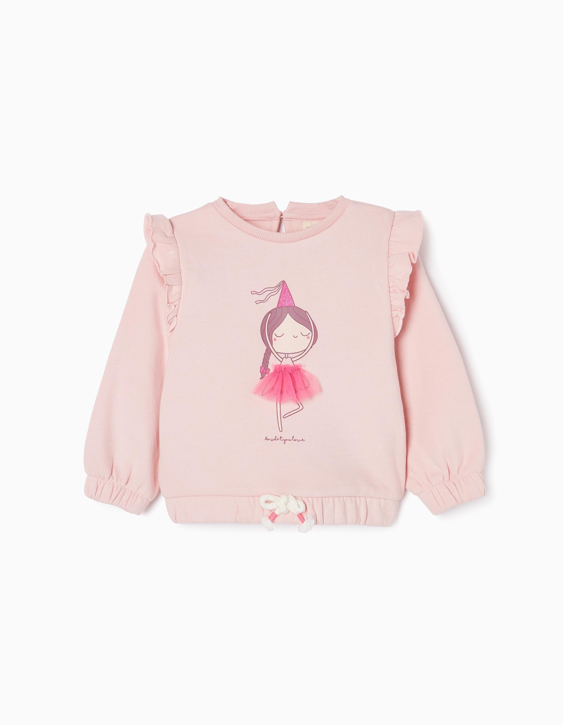 Zippy - Pink Cotton Frilled Sweatshirt, Baby Girls