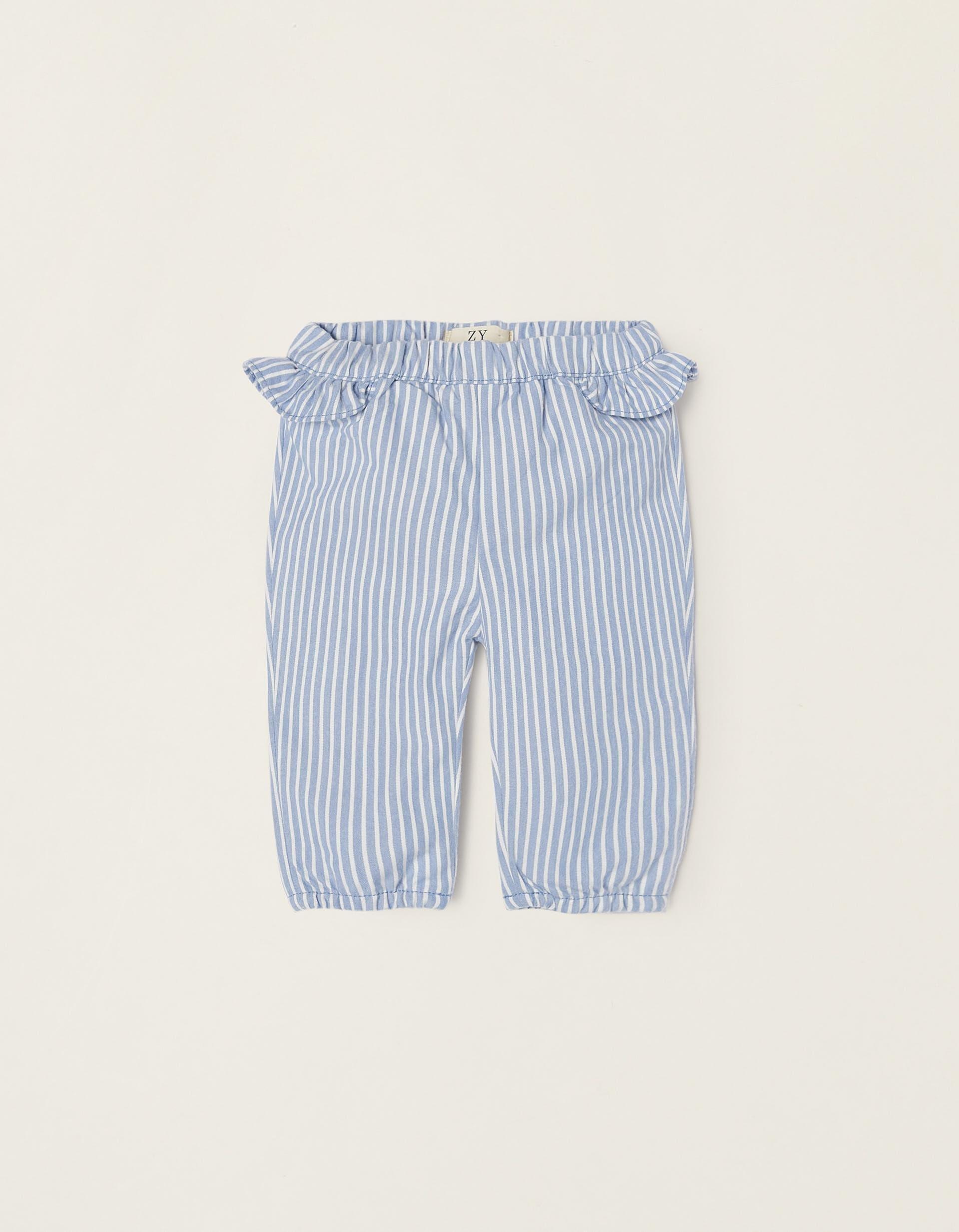 Zippy - Blue Ruffled Striped Trousers, Baby Girls