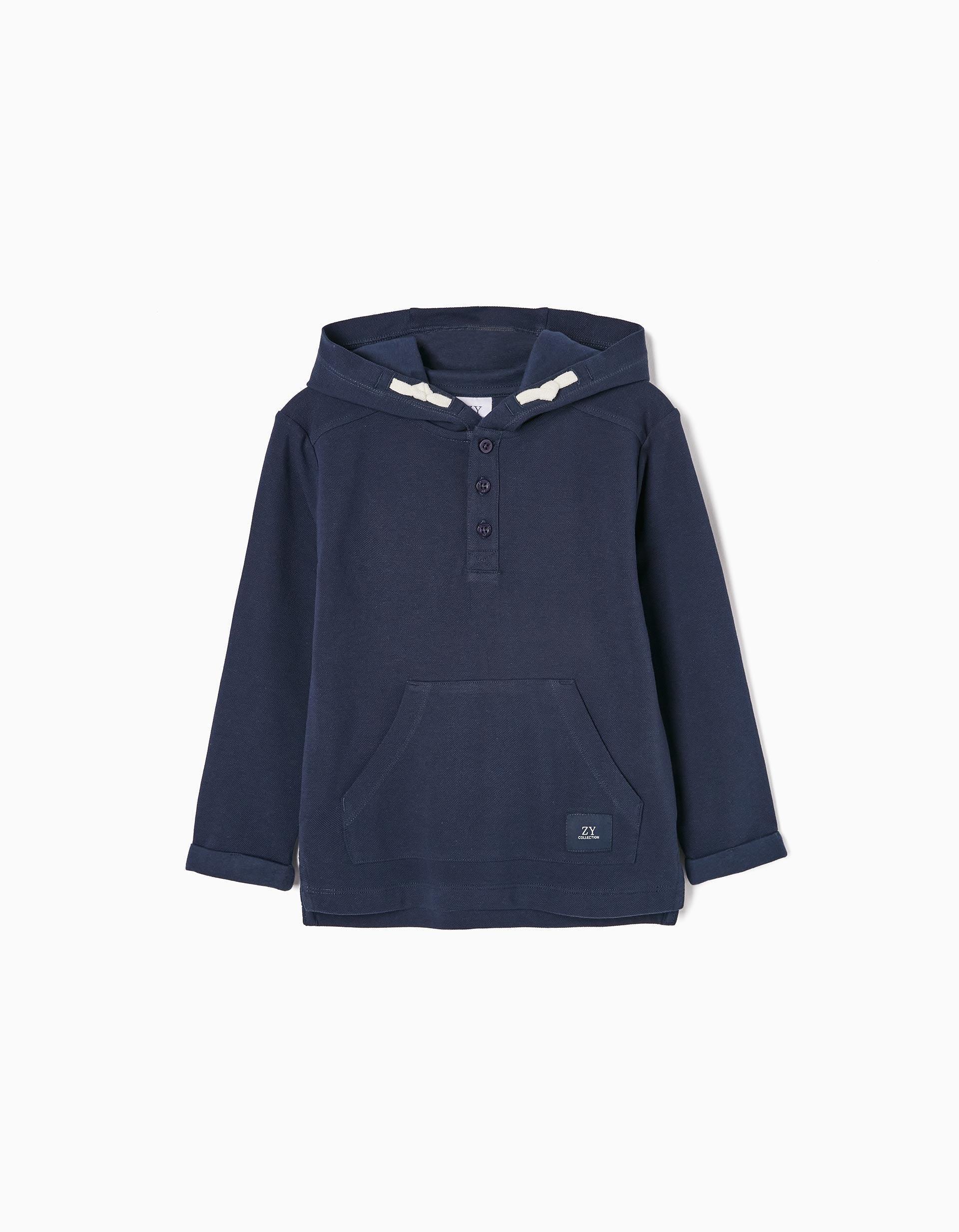 Zippy - Blue Cotton Polo Sweatshirt, Kids Boys