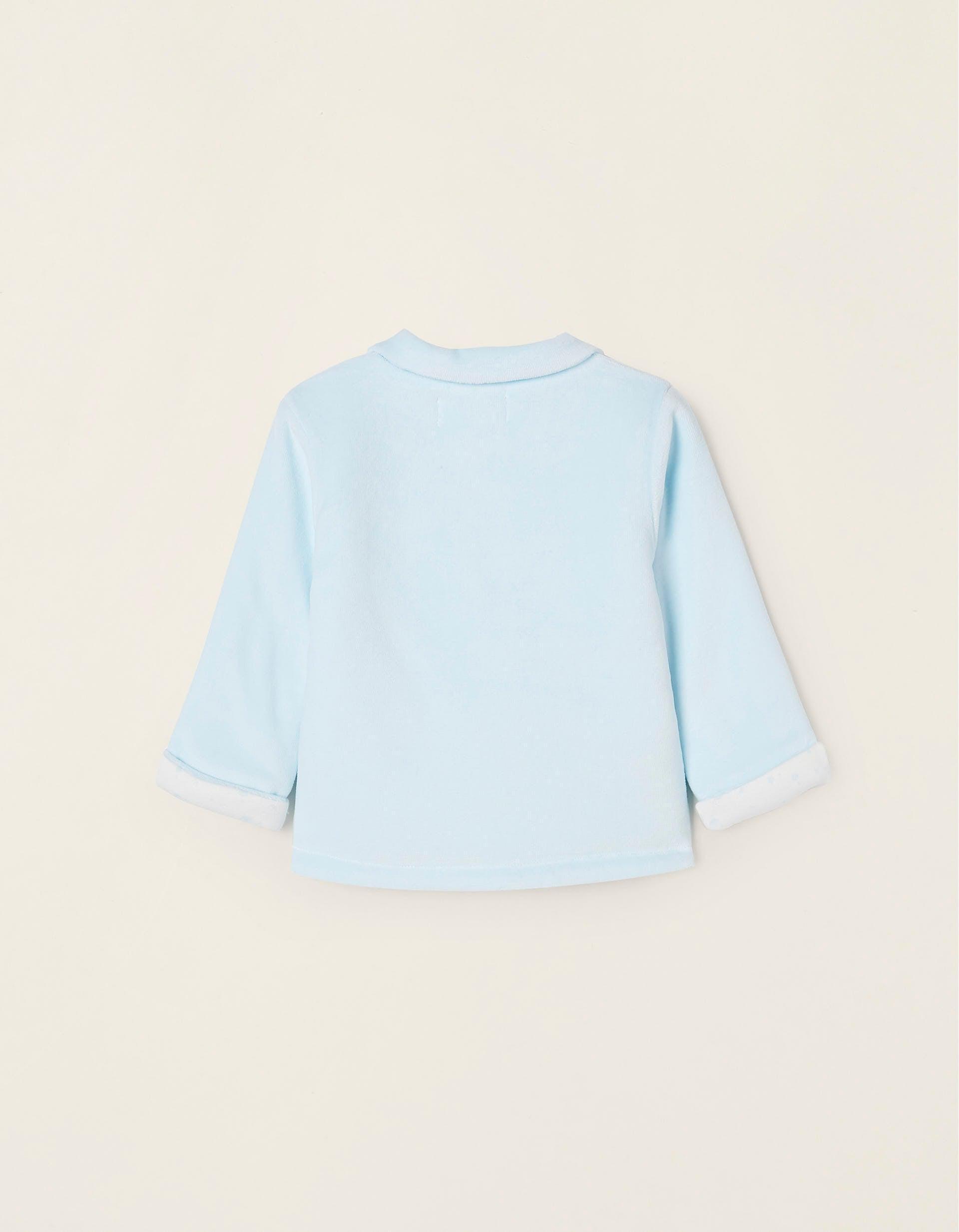 Zippy - Blue Cotton Lining Velour Jacket, Baby Boys