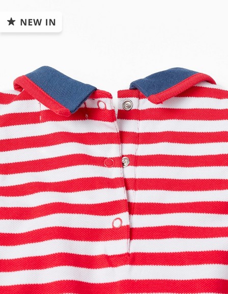 Zippy - Red Striped Cotton Piquet Jumpsuit, Baby Girls