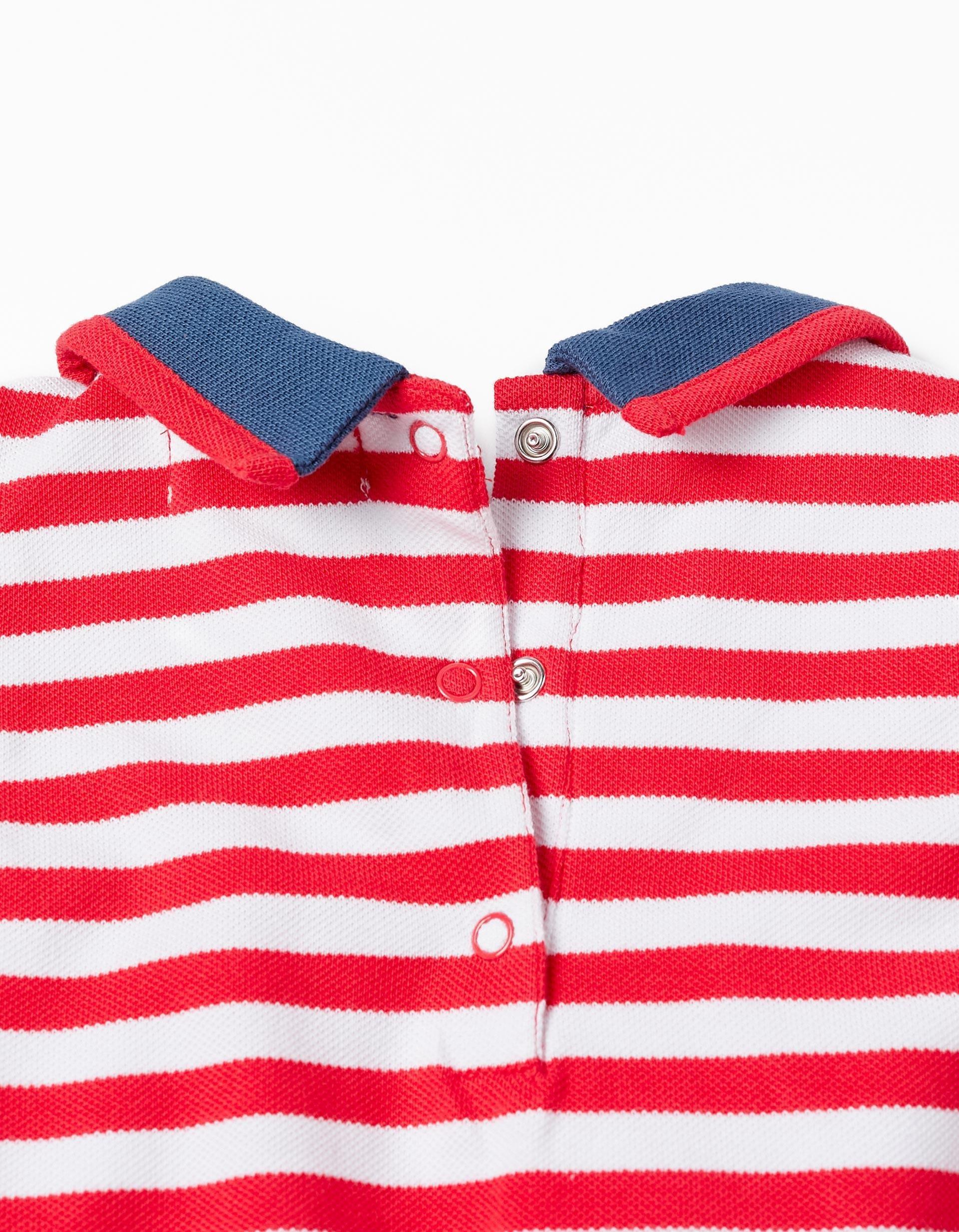Zippy - Red Striped Cotton Piquet Jumpsuit, Baby Girls