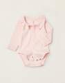 Zippy - Pink Integrated Gloves Cotton Bodysuit, Baby Girls