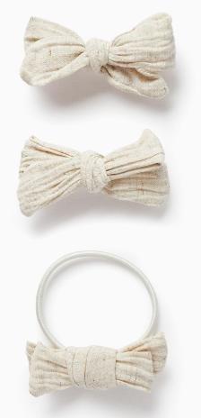 White  Bobble And Hair Clips  - Set of 3 , Kids Girls, , large image number 0