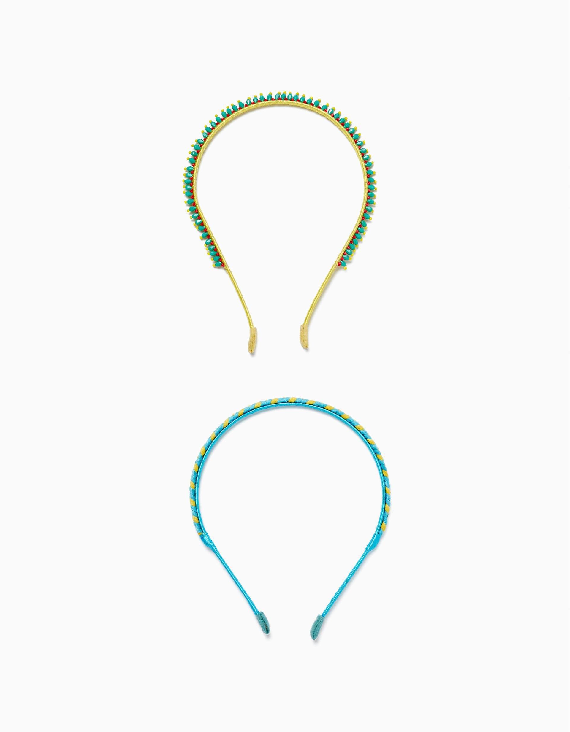 Blue Thread Wrapped Alice Bands - Set of 2, Kids Girls, , large image number 0