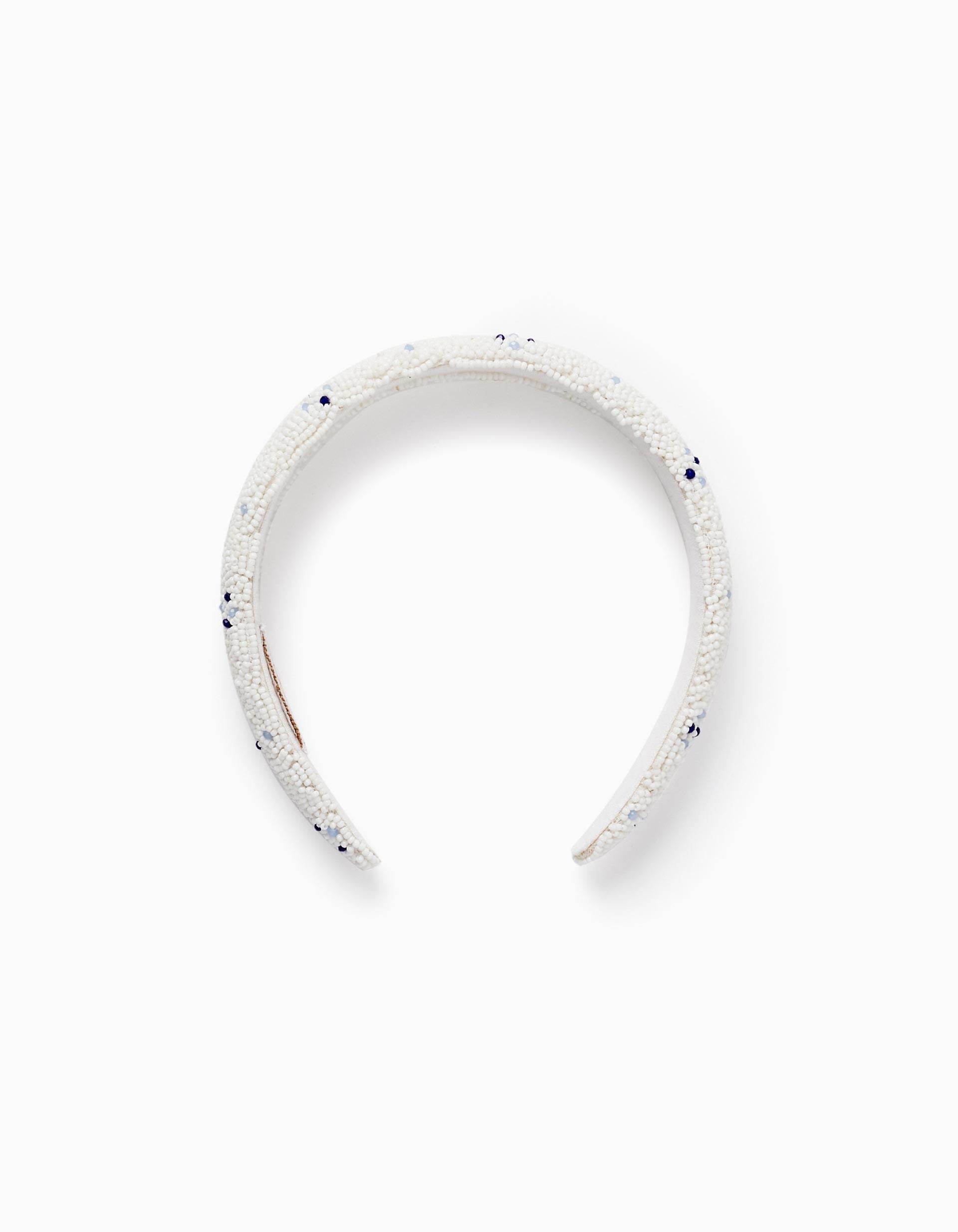 White Beaded Alice Band, Kids Girls, , large image number 1