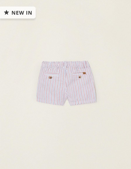 Zippy - Pink Striped Cotton Shorts, Baby Unisex