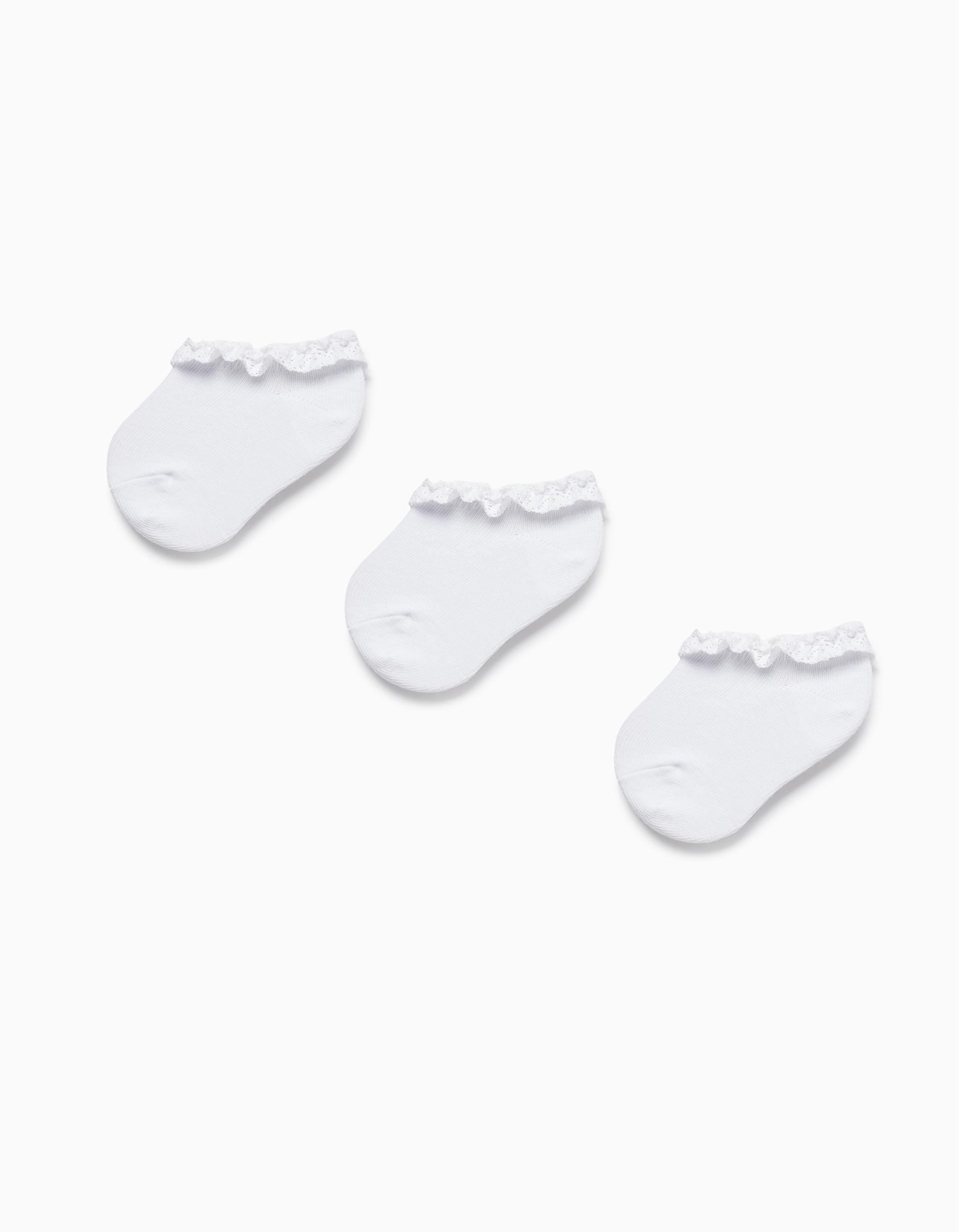 Zippy - White Socks - Set Of 3, Baby Girls