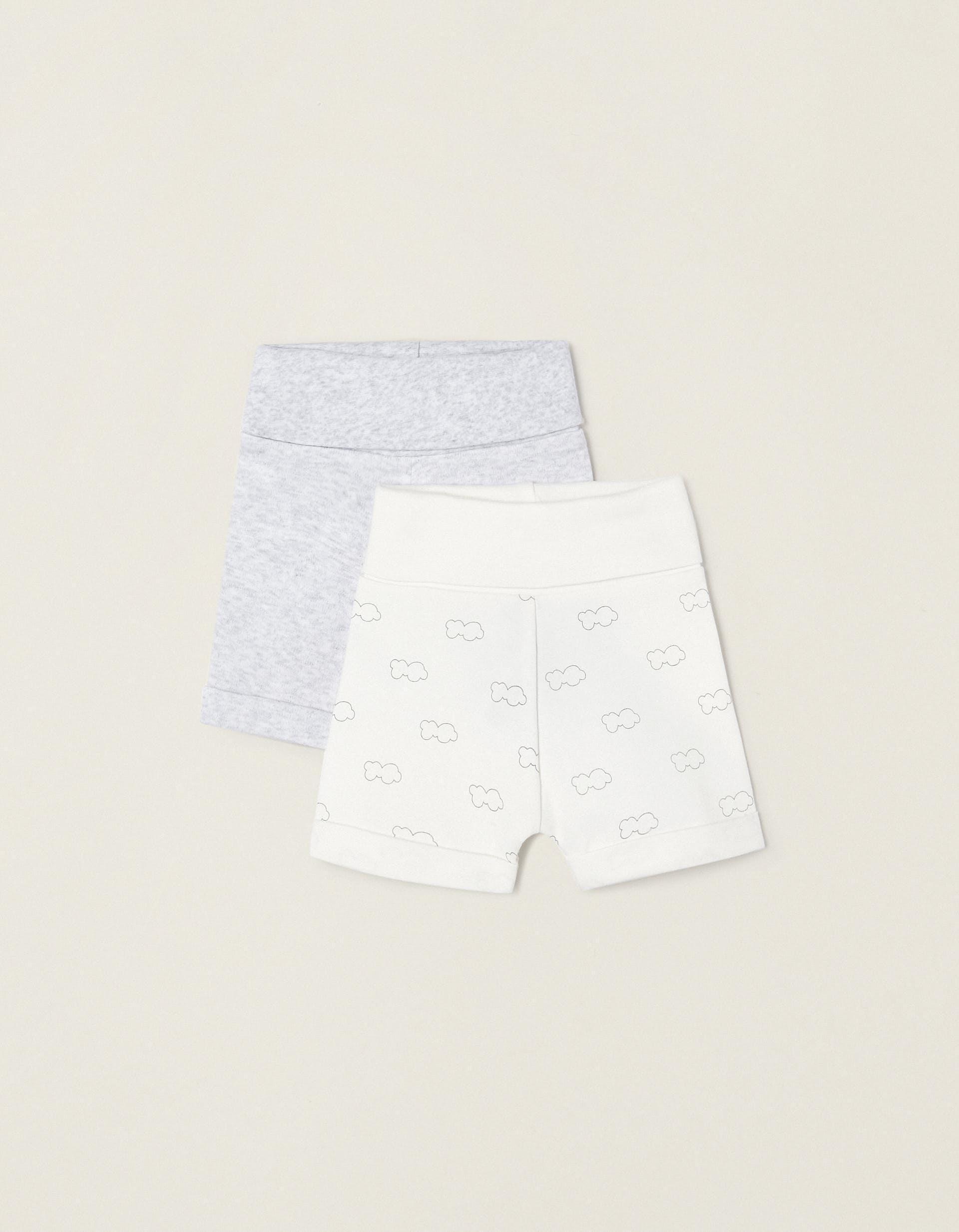 Zippy - Grey Cotton Shorts - Set Of 2, Baby Unisex