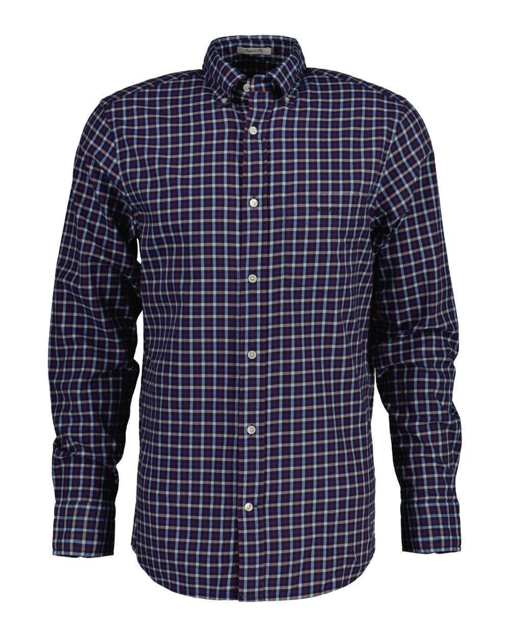 Gant - Blue Regular Fit Micro Multi Checked Twill Shirt