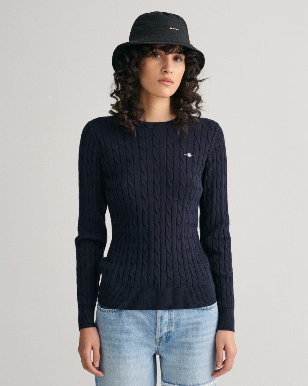 Gant stretch cotton outlet cable crew sweater