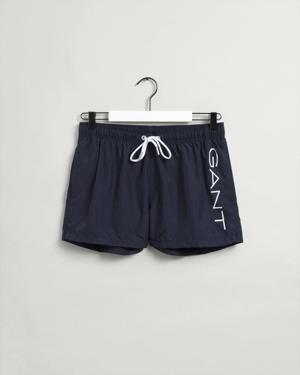 Gant - Blue Short Cut Lightweight Logo Swim Shorts