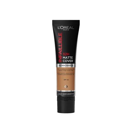 Infaillible 32H Matte Cover Liquid Foundation, Spf 25, 230 Radiant Honey, medium