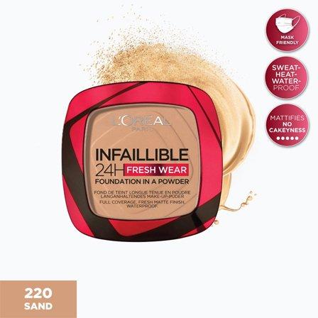 Makeup Infallible Fresh Wear Foundation In A Powder, Up To 24H Wear, 220 Sand, medium