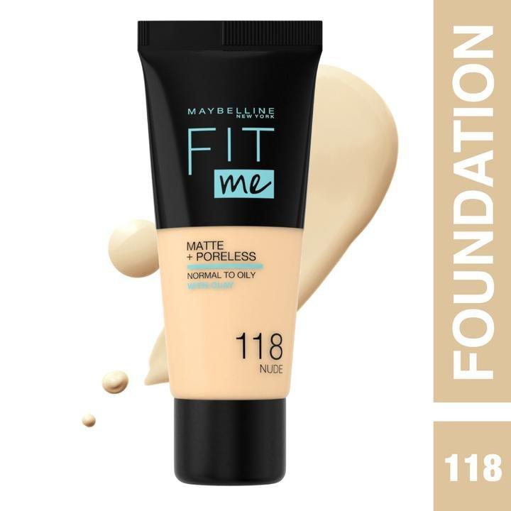 Maybelline New York Fit Me Matte + Poreless Liquid Foundation, 118 Nudes, medium