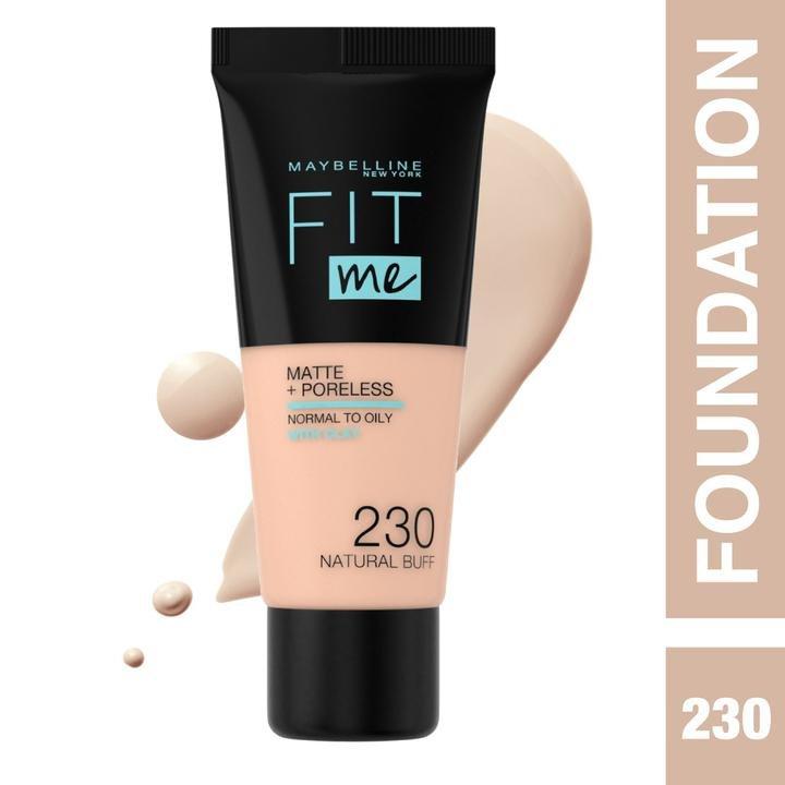 Maybelline New York Fit Me Matte + Poreless Liquid Foundation, 230 Natural Buff, medium