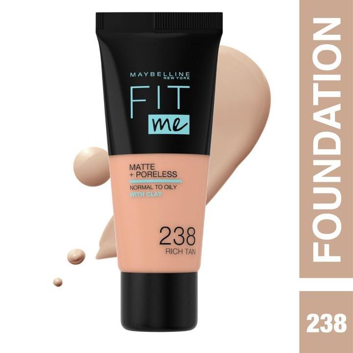 Maybelline New York Fit Me Matte + Poreless Liquid Foundation, 238 Rich Tan, medium