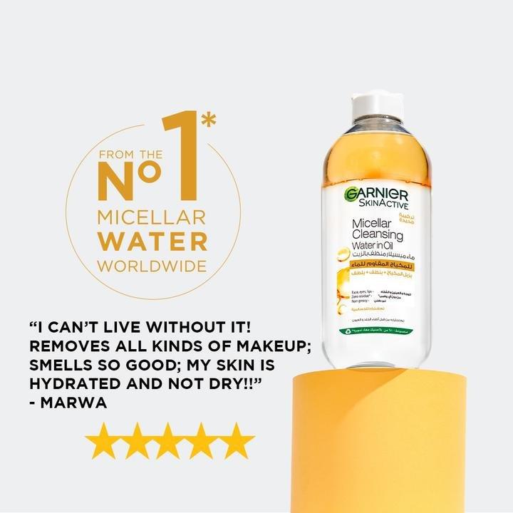 Garnier Micellar Water Oil-Infused Facial Cleanser And Waterproof Makeup Remover (400Ml), 000, large image number 3