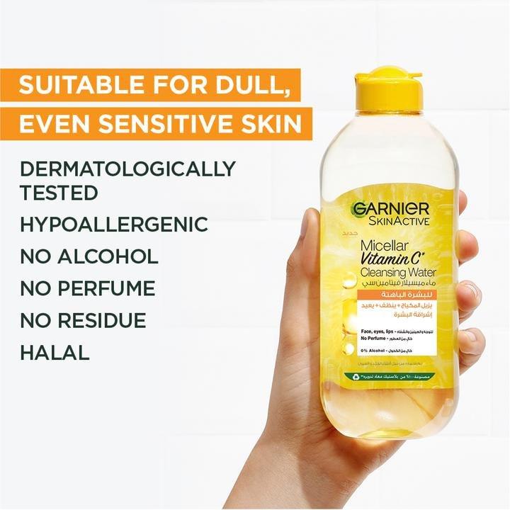 Garnier Vitamin C Micellar Water Facial Brightening Cleanser And Makeup Remover (400Ml), 000, large image number 2